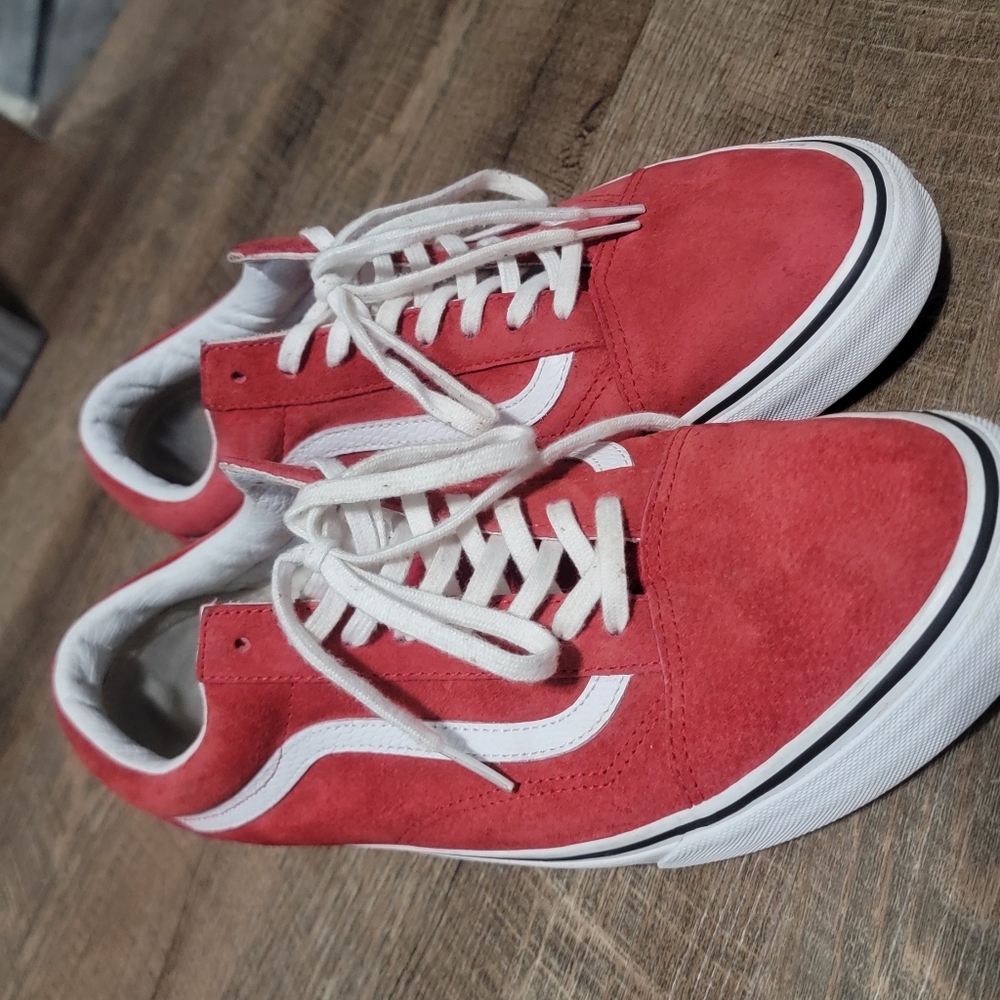 Vans red suede